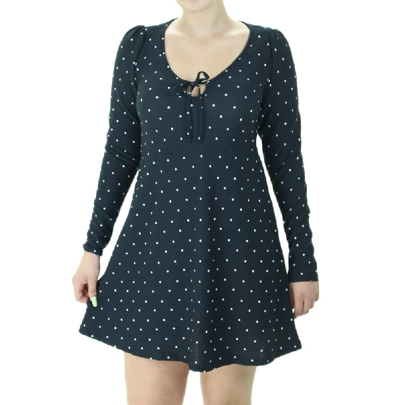 Women's Polka Dot Mini Dress,Black Comfortable Ruffle Mini Dress