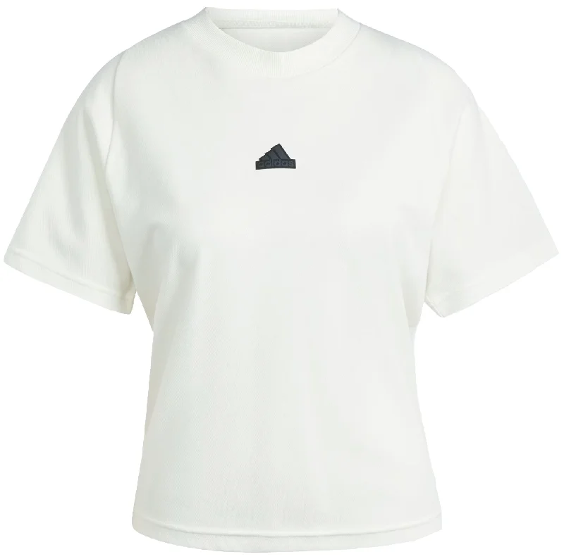 Adidas Womens ZNE T Shirt Off White Relaxed Button-Down Short Shirt