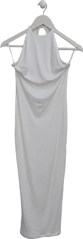 Bayse White Nakia Midi Dress UK S Trendy Square Neck Midi Dress