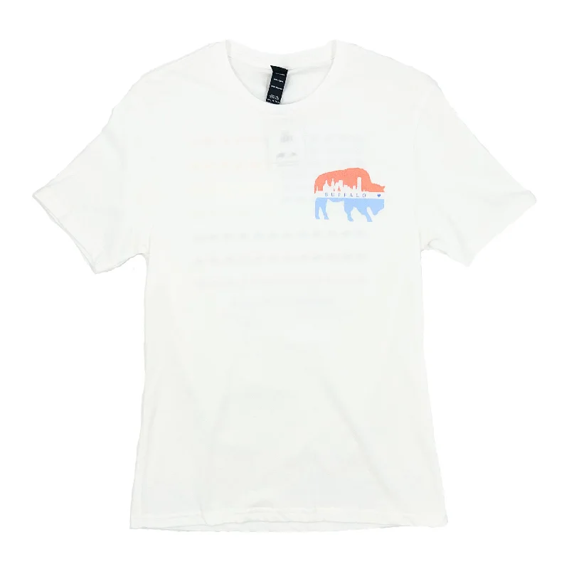 Buffalo With Pastel Rainbow White Short Sleeve Shirt Classic Casual Short Sleeve