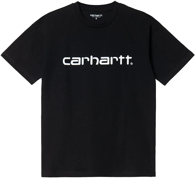 Carhartt WIP Womens Script T Shirt Black White Casual Boxy Short Shirt