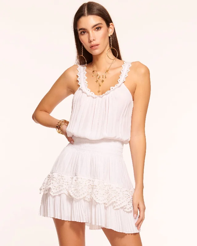 Carla Smocked Mini Dress Classic White Mini Dress