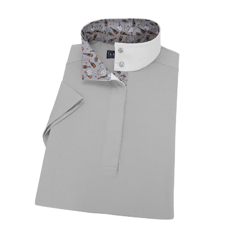 Essex Classics Ladies "Dusk" Grey A Toast to the New Year Performance Short Sleeve Show Shirt Chic Embellished Short Sleeve