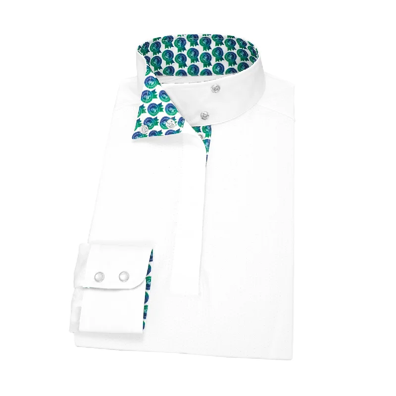 Essex Classics Ladies Green is the New Blue Yarn Wrap Collar Show Shirt Classic Short Sleeve Blouse