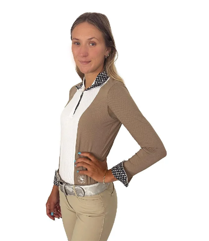 Essex Classics Ladies "Stone Brown" Luna Performance Show Shirt Trendy Sleeveless Short Shirt