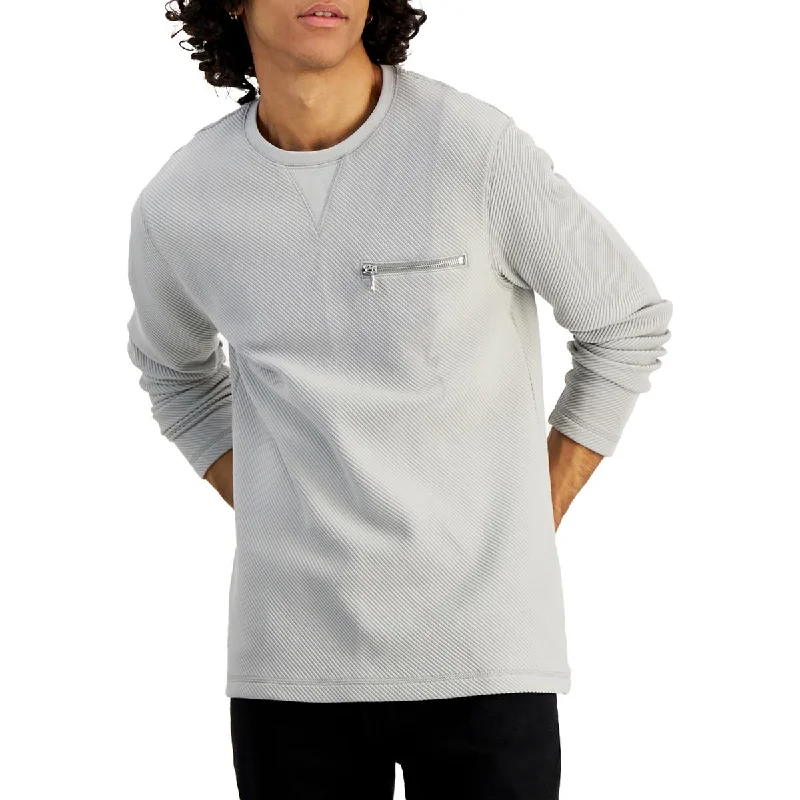 INC Mens Ribbed Crewneck Thermal Shirt Modern Short Sleeve Top