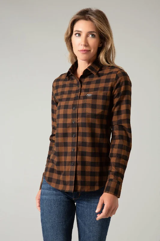 Kimes Ranch Womens Garrison Brown Cotton Blend L/S Shirt Casual Short Sleeve Top