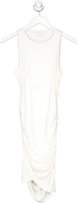 Lovers and Friends White Ruched Midi Dress UK XS Fashionable Off-Shoulder Dress Midi