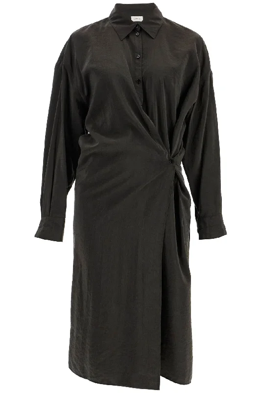 midi dress with twisted closure DR1092 LF1308 DARK ESPRESSO Comfortable Wrap Midi Dress