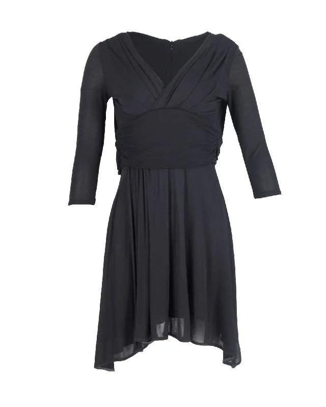 Prada Ruched Mini Dress in Black Viscose Fashionable Denim Mini Dress