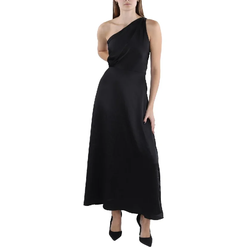 Rachel Parcell Womens Silky Charmeuse One Shoulder Midi Dress Stylish Button-Down Midi Dress