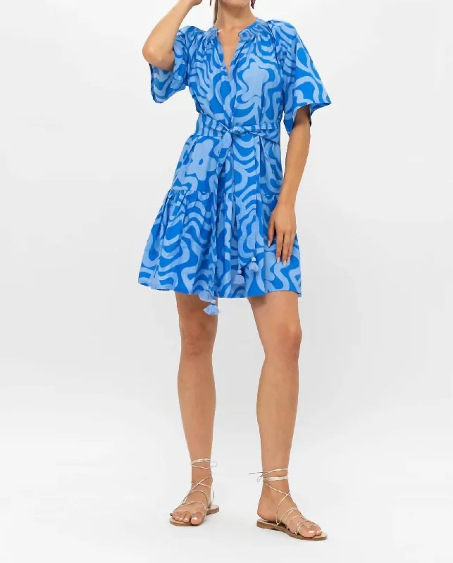 Raglan Belted Mini Dress In Blue Elegant Velvet Mini Dress