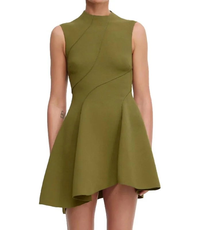 Rowe Mini Dress In Olive Stylish Button-Down Mini Dress