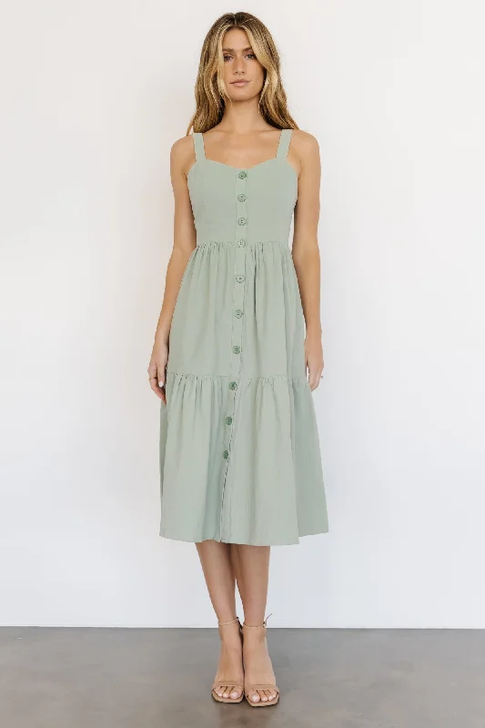 Sammy Tank Midi Dress | Sage Fashionable One-Shoulder Midi Dress