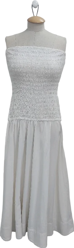 Topshop White Strapless Shirring Midi Dress UK 10 Fashionable Sheer Sleeve Midi Dress