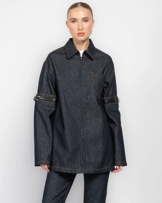 Hybrid Denim Overshirt Relaxed Cotton Short Blouse