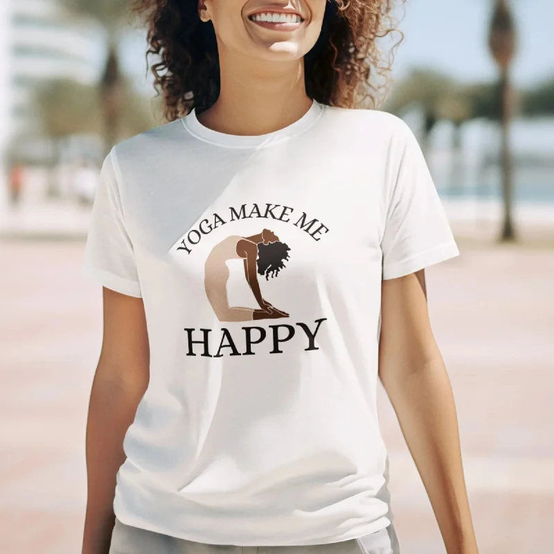 Yoga Make Me Happy Round Neck Half Sleeve Classic T-Shirt Elasticated Padded Insulated