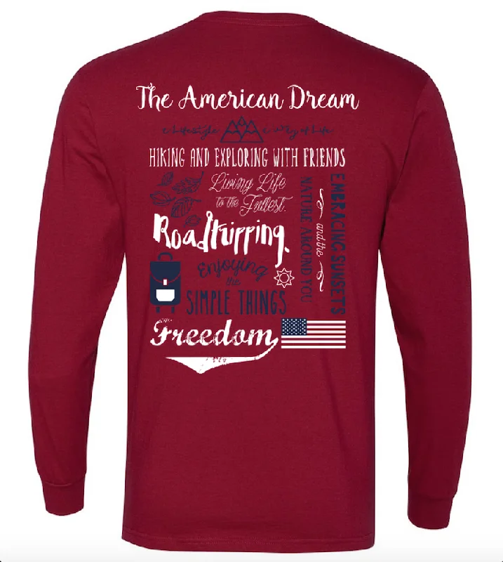 'American Dream Adventure Definition' Long Sleeve Tee Nylon Fabric Polyester Fabric Spandex Fabric