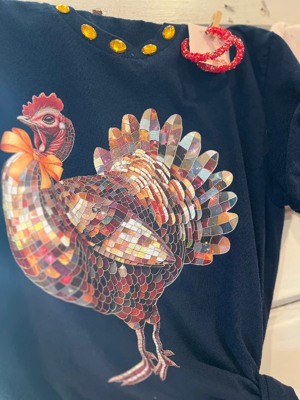 Bejeweled Turkey Tee Sequined Glittery Shiny