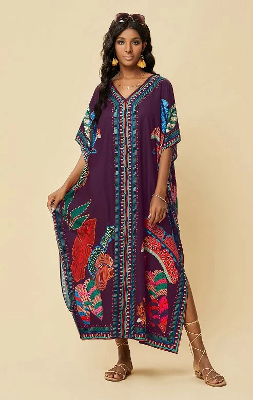 Black Beach Kaftan Maxi dress Cover Up Comfortable Casual Maxi Dress