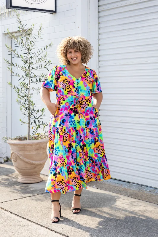 *PRE-ORDER* Bonnie Maxi Dress in Messy Mind by Kasey Rainbow Elegant Pleated Maxi Dress