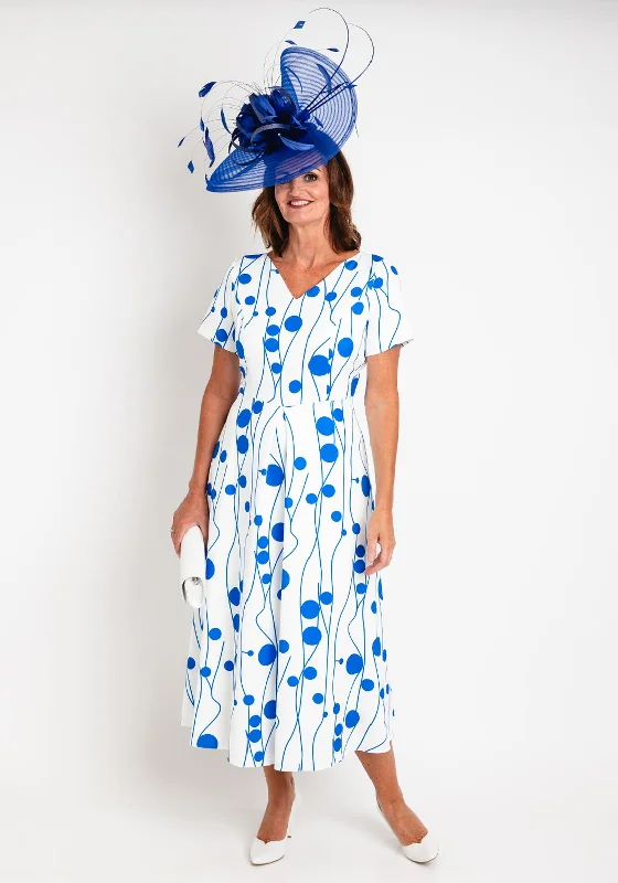 Cassandra Agatha Dual Print A-line Maxi Dress, Blue & White Classic Strapless Maxi Dress