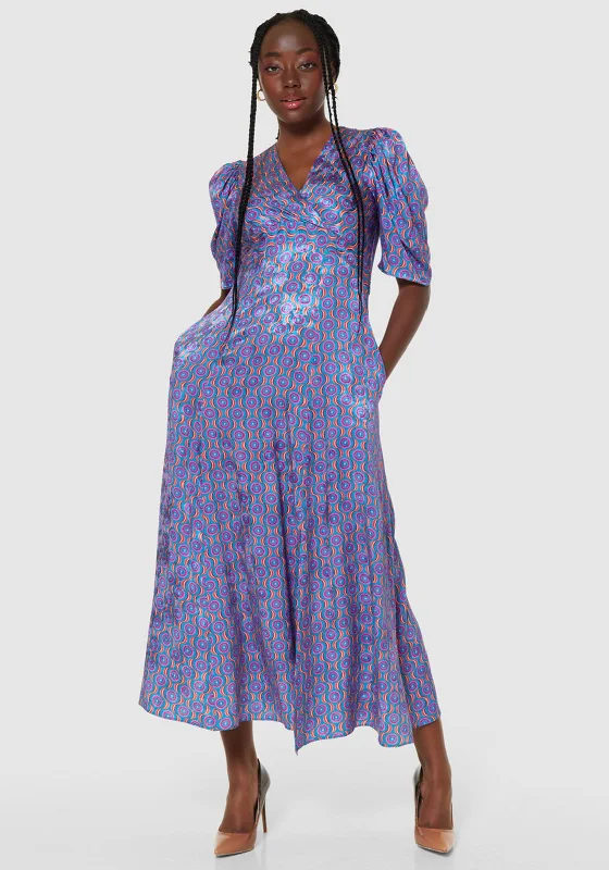 Closet London Floral Print Wrap Maxi Dress, Lilac Comfortable Bohemian Maxi Dress