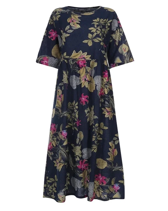 Colorful Maxi Dress O-neck Floral Dress For Women Trendy Off-Shoulder Ruffle Maxi Dress