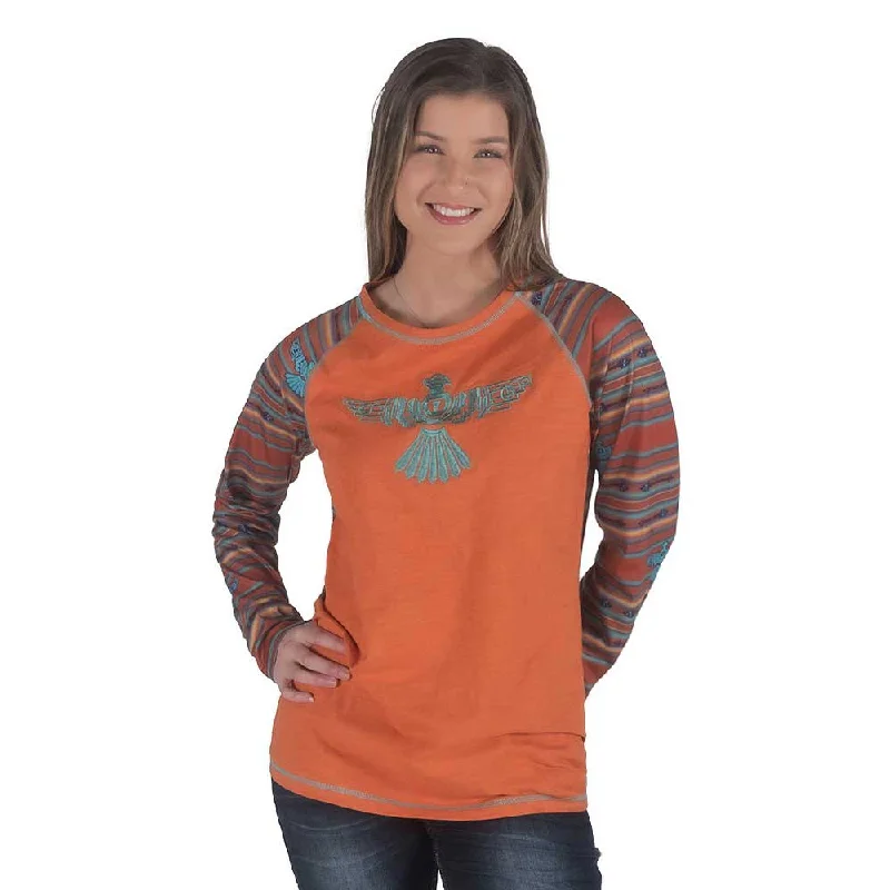 Cowgirl Tuff Women's Thunderbird Serape Baseball T-shirt Cozy Warm Stylish