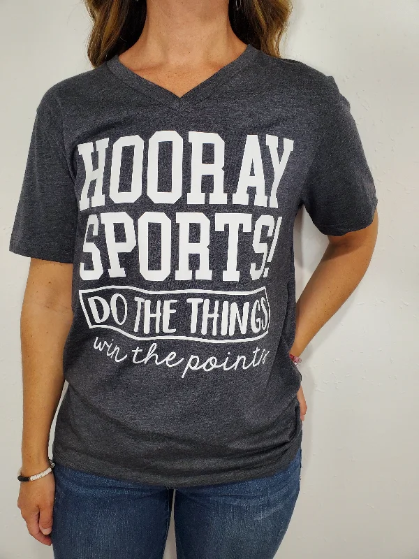 HOORAY SPORTS TEE - DARK GREY Anti-Pilling Machine Wash Handmade