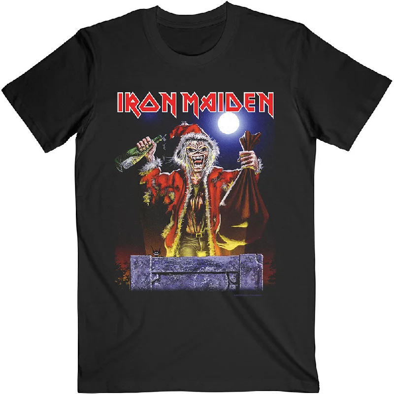 Iron Maiden | Official Band T-Shirt | No Prayer For Christmas (Back Print) Graphic Embroidered Appliqued