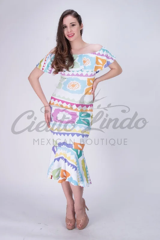 Mexican Jalapa Printed Maxi Dress Classic Solid Maxi Dress