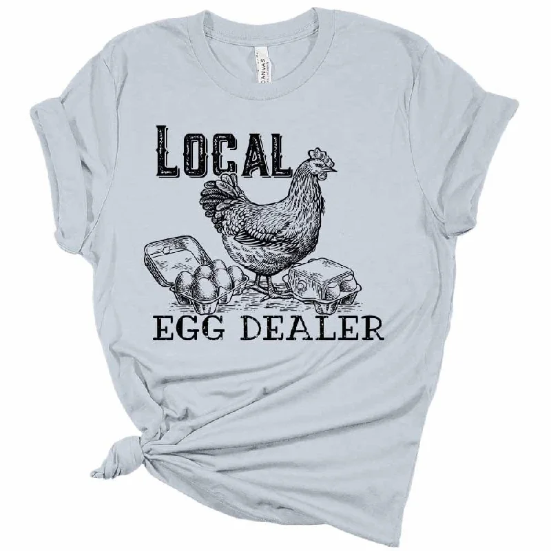 Womens Shirt Local Egg Dealer T-Shirt Cute Graphic Tee Short Sleeve Top Chenille Brocade Lace