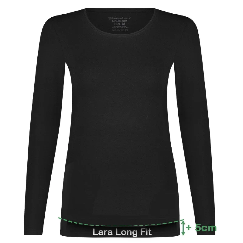 Long Fit T-shirts lange mouw Lara (2-pack) - Zwart Chenille Brocade Lace