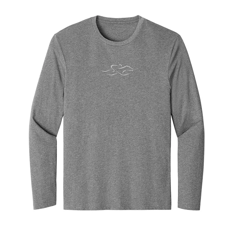 Long Sleeve Cotton Tee - Heathered Steel Silk Blend Satin Velvet