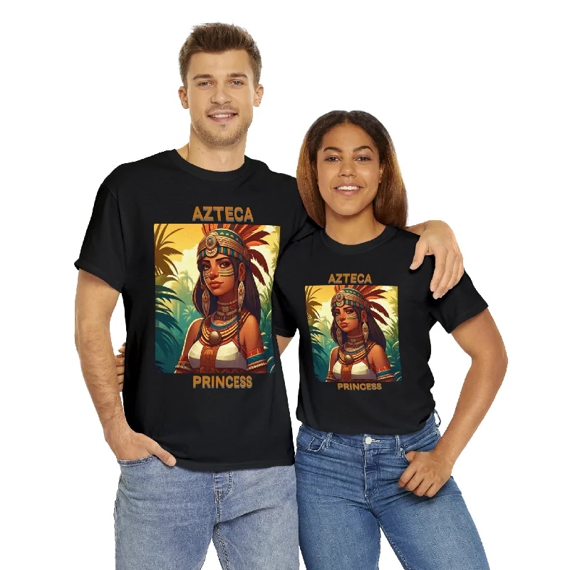 Unisex Cotton Tee with women aztec warrior design Chenille Brocade Lace