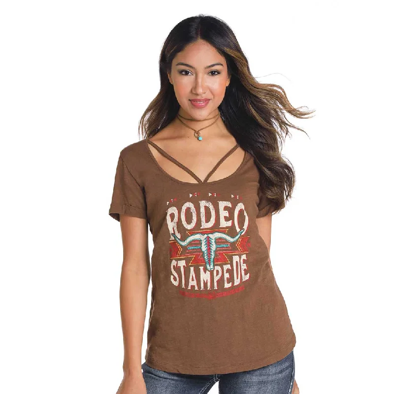 Panhandle Women's Rodeo Graphic Tee Chenille Fabric Brocade Fabric Lace Fabric