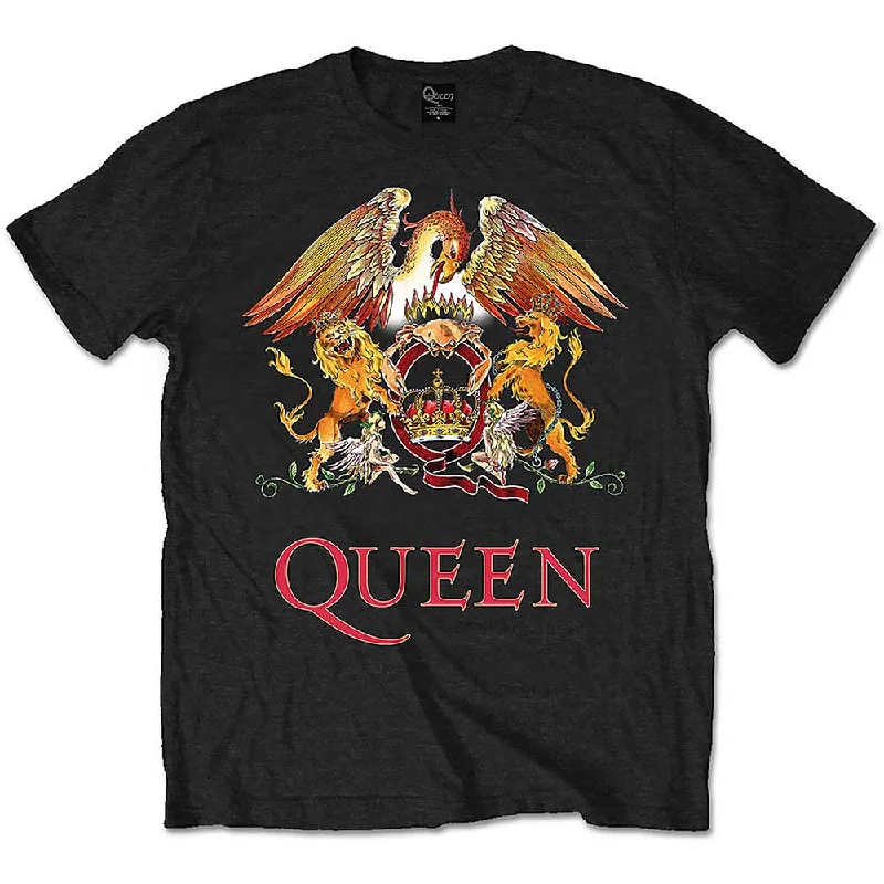 Queen | Official Band T-Shirt | Classic Crest Rayon Velvet Corduroy