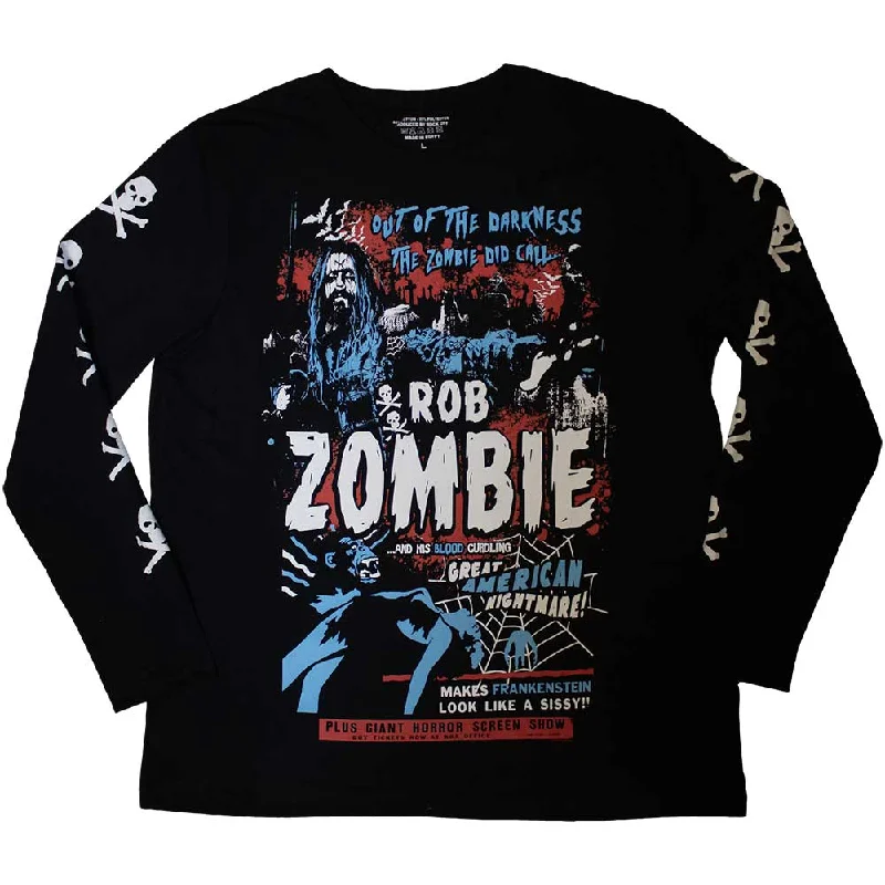 Rob Zombie| Official Band Long Sleeve T-Shirt | Zombie Call (Sleeve Print) Asymmetrical Pockets Print