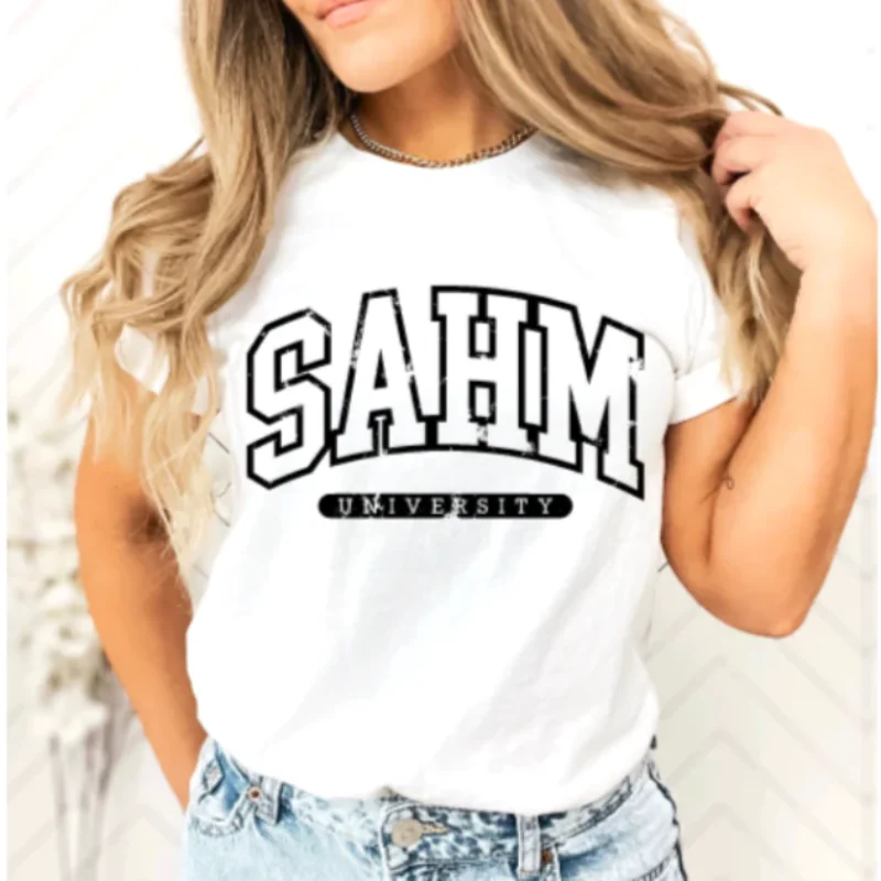 SAHM University T-shirt Collared Crew Neck Turtle Neck