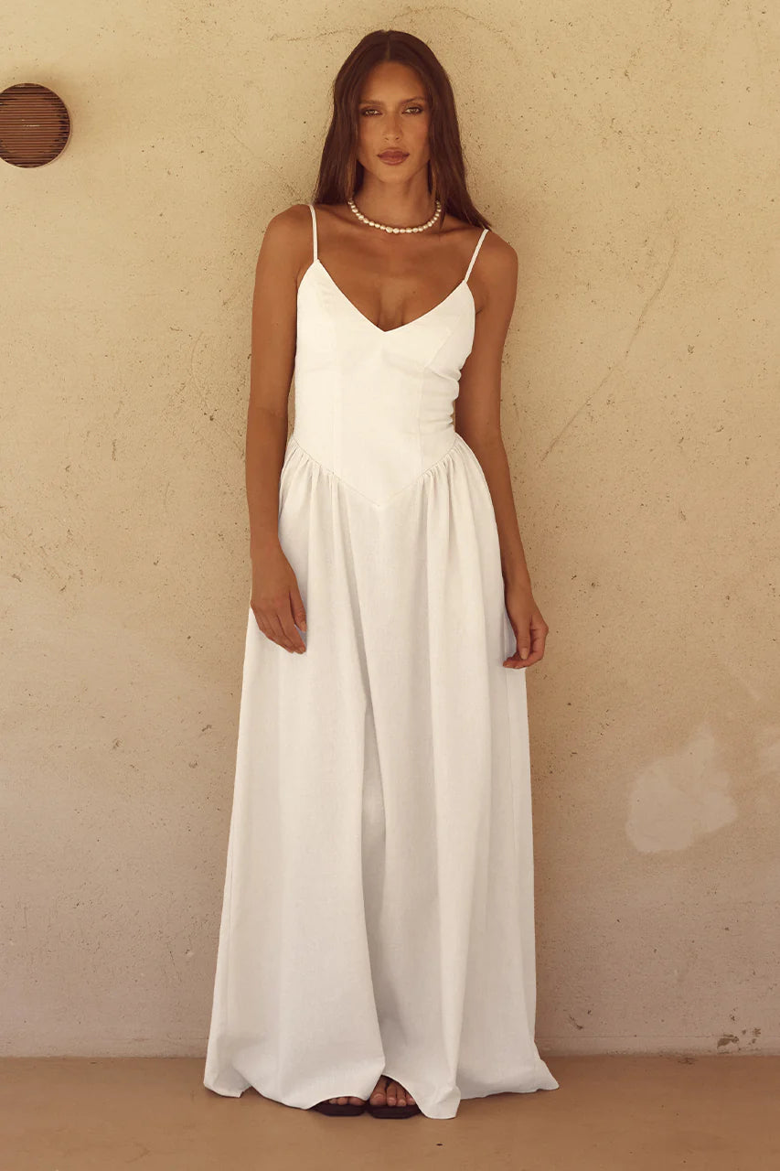 Seven Wonders Zephy Maxi Dress in White Trendy Maxi Dress with Straps