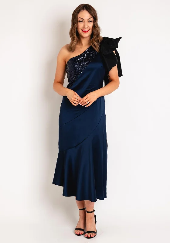 Sisters By Caroline Kilkenny Kennedy Sequin Satin Maxi Dress, Navy Classic Strapless Maxi Dress