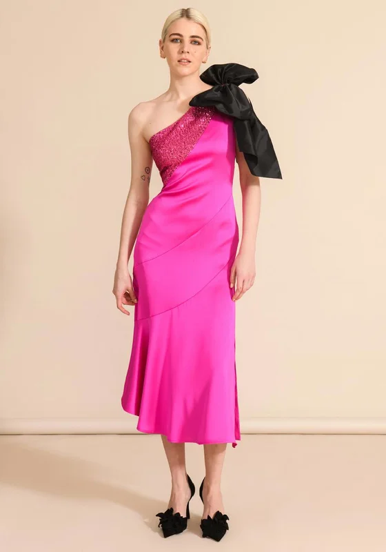 Sister By Caroline Kilkenny Kennedy Sequin Satin Maxi Dress, Pink Classic Solid Maxi Dress