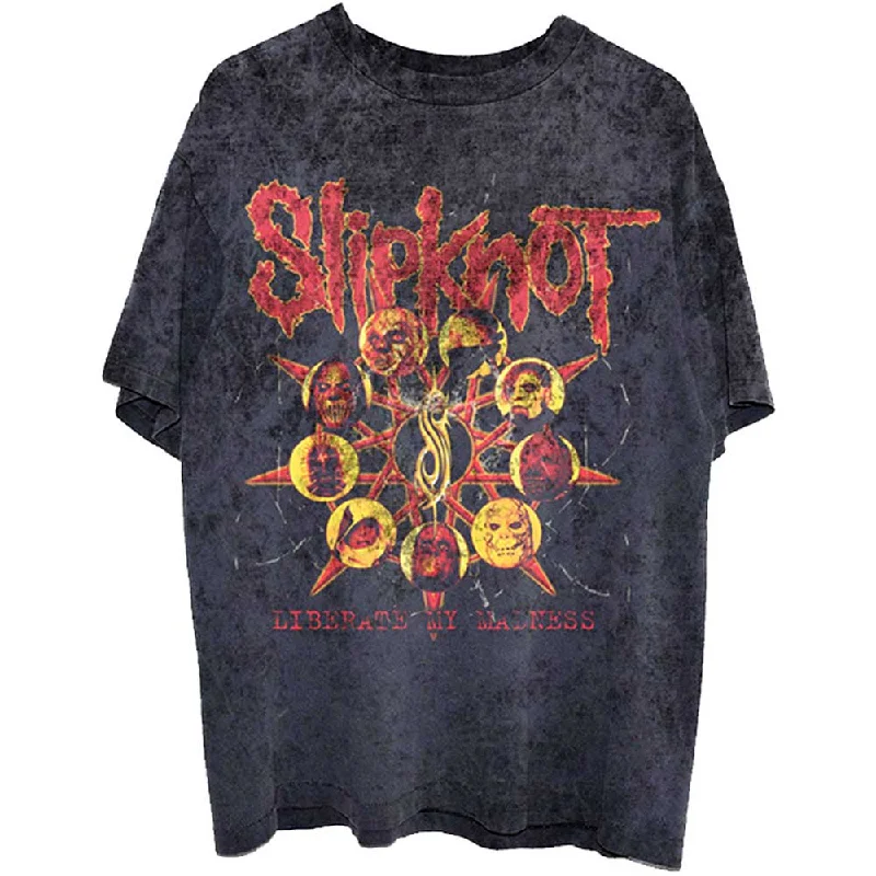 Slipknot | Official Band T-shirt | Liberate (Back Print & Dye-Wash) Hooded Caped Shawl Collar