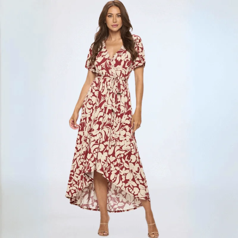 Beautiful Floral High Low Maxi Dress Made in USA Trendy Floral Print Maxi Dress