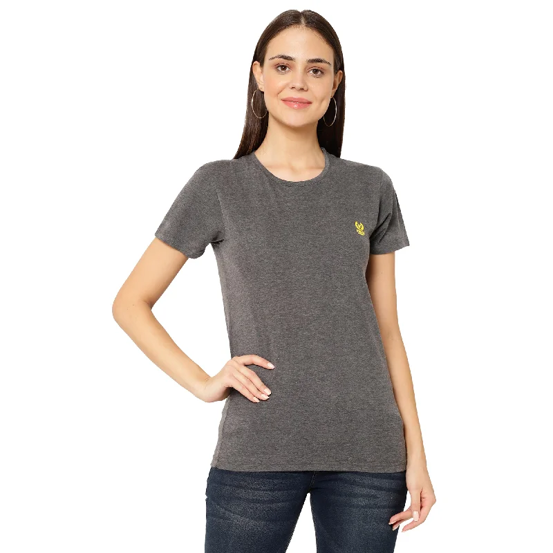 Vimal Jonney Grey Color T-shirt For Women Terry Blend Velvet Blend Canvas Blend