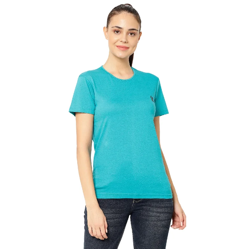 Vimal Jonney Light Blue Color T-shirt For Women Rayon Velvet Corduroy