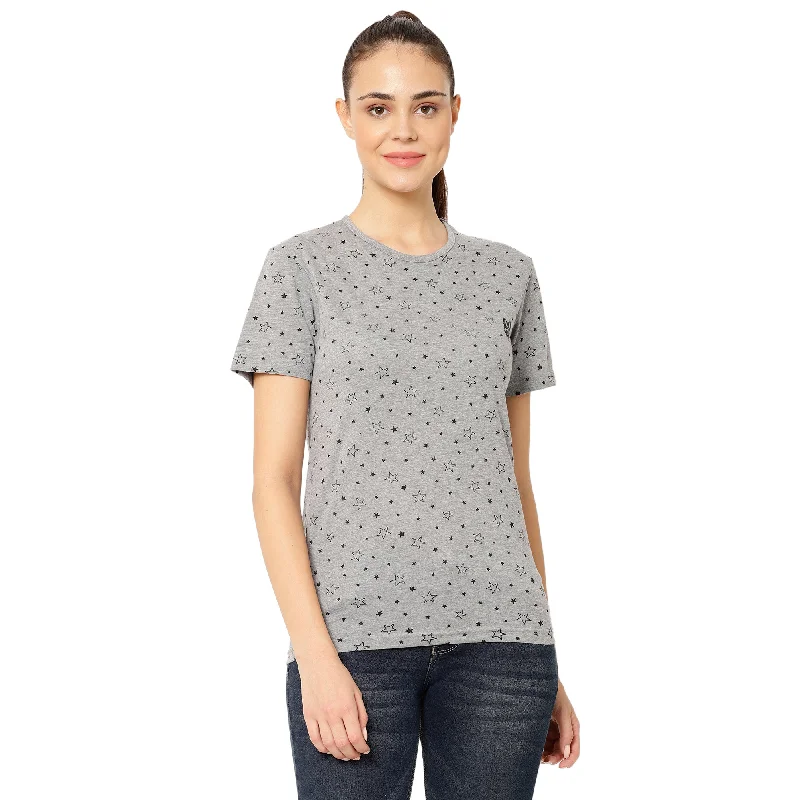 Vimal Jonney Grey Color T-shirt For Women Silk Blend Satin Velvet