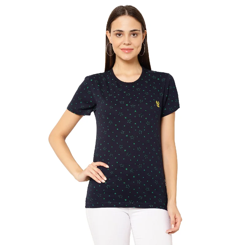 Vimal Jonney Dark Blue Color T-shirt For Women Handmade Hand-knitted Hand-woven