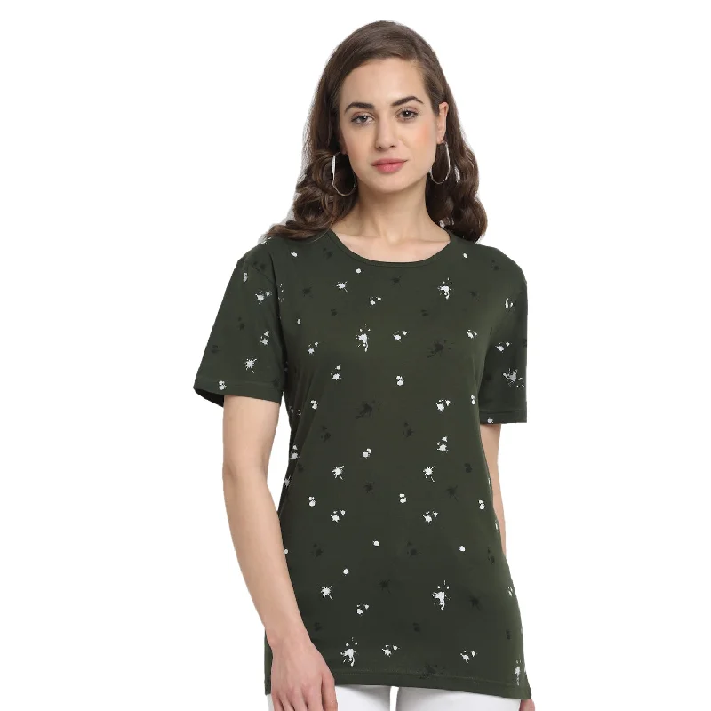 Vimal Jonney Olive Half Sleeve T-shirt For Women's Plaid T-Shirt Polka Dot Checkered